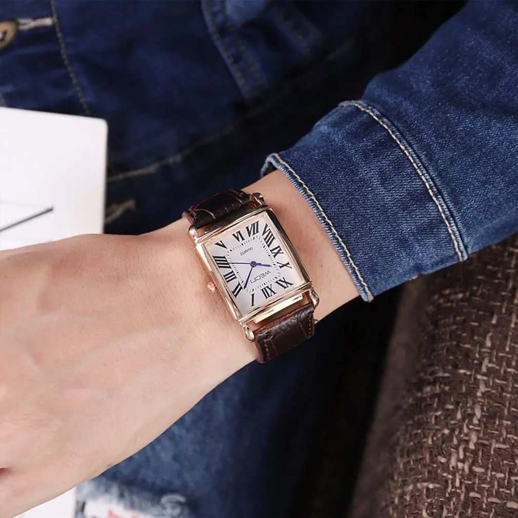 Мужские и женские кварцевые часы 2018 модные квадратные римские с ремешком