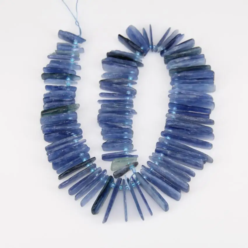 Slice Loose Bead Blue Kyanite Top Drilled Stick Points Pendants Beading Jewelry strand Raw Natural Stone Spike Necklace | Украшения и