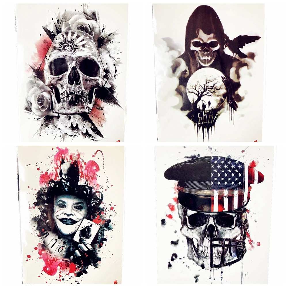 

Хэллоуин ужасный демон временная татуировка для женщин грудь Джокер Волшебные татуировки наклейки на ногу талию черные карты для покера му...