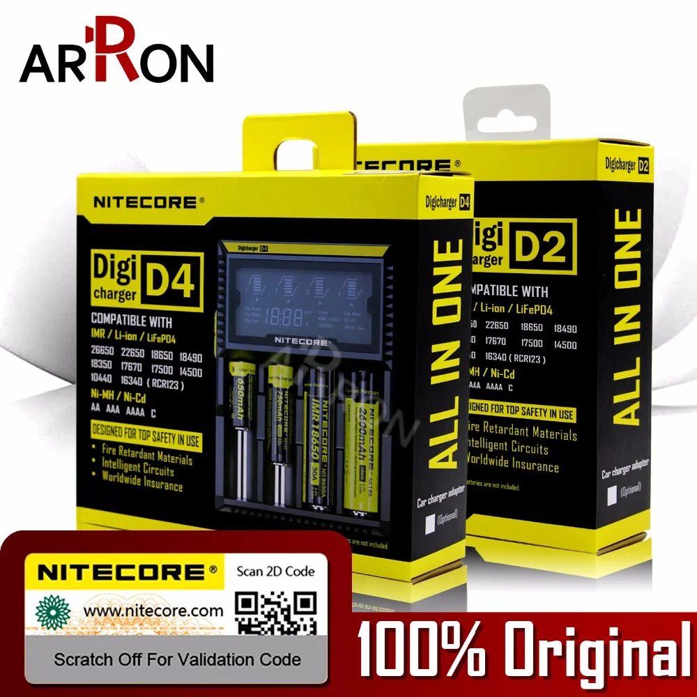 100% оригинал NItecore D4 D2 Новый I4 I2 Digicharger LCD Интеллектуальный литий ионный AA AAA 18650 14500