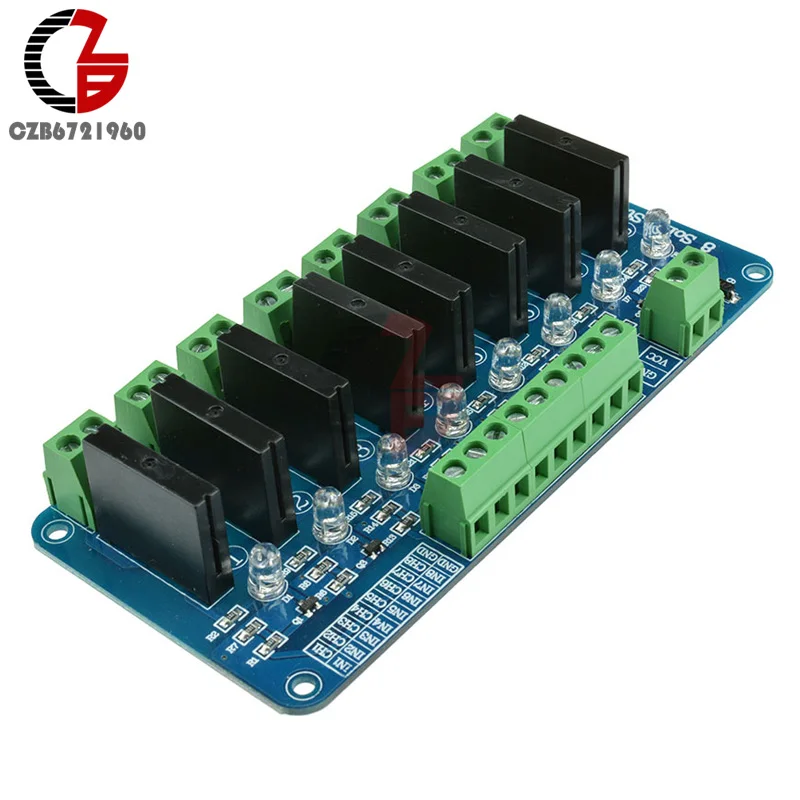 DC 5V 8 канальный SSR твердотельный релейный модуль платы для Arduino G3MB-202P