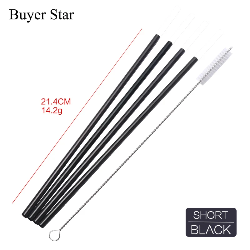Black plus brush 100 шт нержавеющей стали металла соломинки Соломинки+ 10 очиститель кисти набор для 20 унций/30 унций стакан чашки бар аксессуары - Цвет: Black plus brush