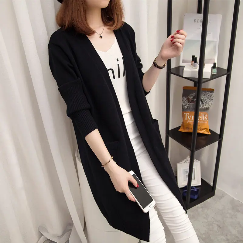 SexeMara New Winter Women's Korean Sweater Long-sleeved Open Stitch Cardigan Loose Warm Knitted Jumpers 2018 Outwear Coats 3XL |
