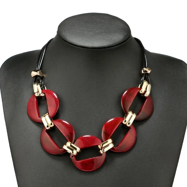 red Find Me модное массивное ожерелье и кулоны с кожаным шнуром, винтажное плетение воротника, колье, ожерелье для женщин, ювелирные изделия - Окраска металла: red