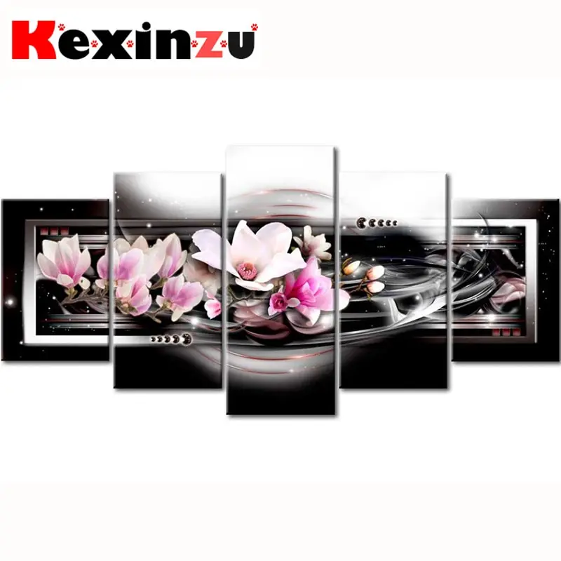

5pcs Full Square/Round Drill 5D DIY Diamond Painting Cross Stitch"Flower Home" Multi-picture Combination Embroidery Decor Home 6