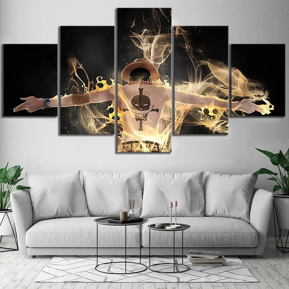 Hd с модульная плакат Wall Art 5 шт. аниме одна деталь Portgas D.Ace украшения дома Холст