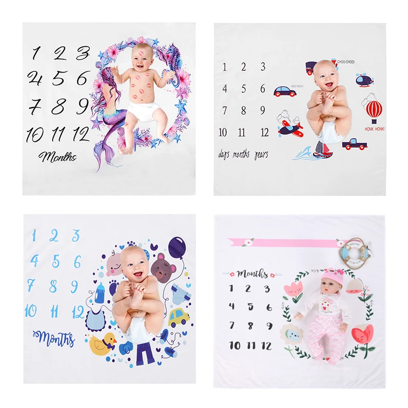 Детское одеяло для фотосессии мягкое с принтом новорожденных пеленания банные