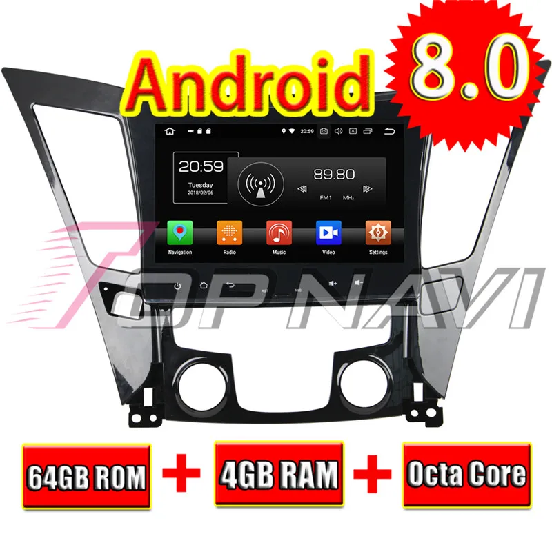 Topnavi Android 8 0 автомобилей медиа центр плеер радио для hyundai Sonata 2011 2012 2013 аудио стерео 2