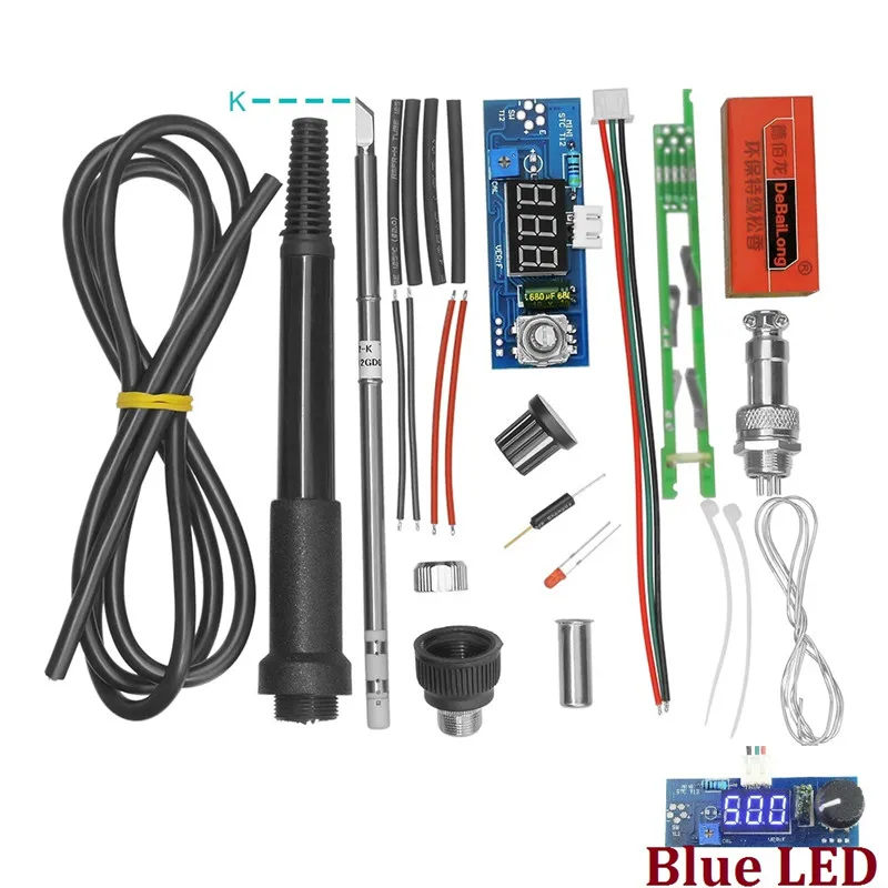 Blue LED Электрический блок Цифровой паяльник станция контроллер температуры наборы для HAKKO T12 Ручка DIY наборы w/светодиодный переключатель вибрации - Цвет: Blue LED