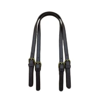 1pair leather handles durable shoulder bags detachable belt women handle diy handmade replacement handbag adjustable strap black