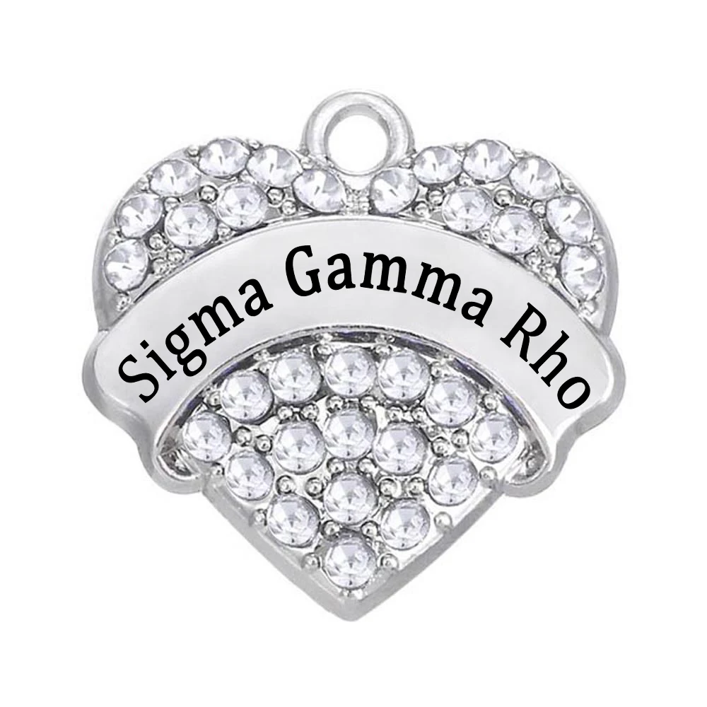 Популярная инкрустированная Подвеска со стразами в форме сердца sigma gamma rho
