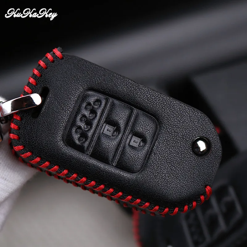 Kukakey кожаный чехол для ключей автомобиля Fob подходит 2015 2016 2017 Honda Civic Crv Xrv CRD V Accord Pilot