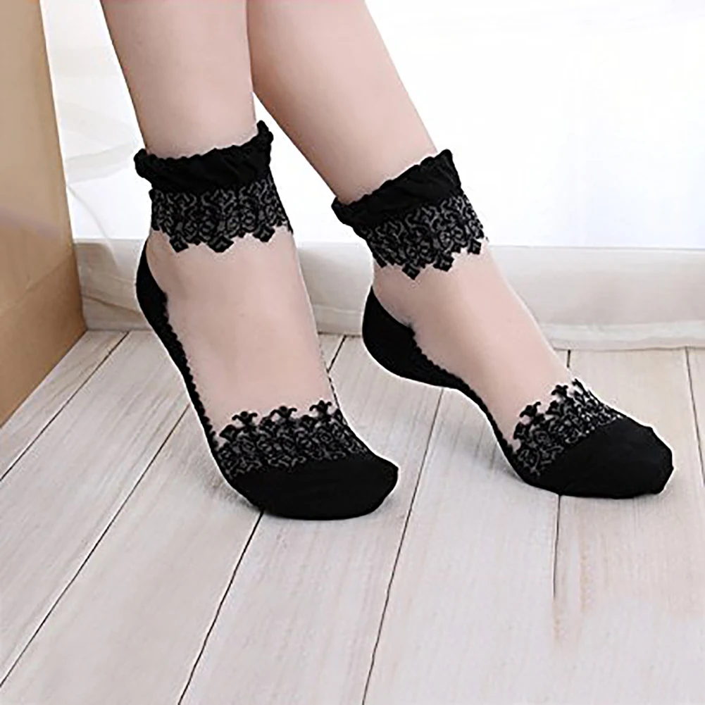 3 Color Ultra Thin Lace Transparent Ankle Sock Summer Breathable Gothic Women Elastic Short Socks Mujer Calcetines Hosiery | Женская