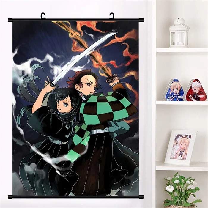 N Японское аниме Demon Slayer: Kimetsu no Yaiba Kamado Tanjirou Kamado Nezuko настенный свиток плакат Настенные подвесные плакаты домашний декор - Цвет: N
