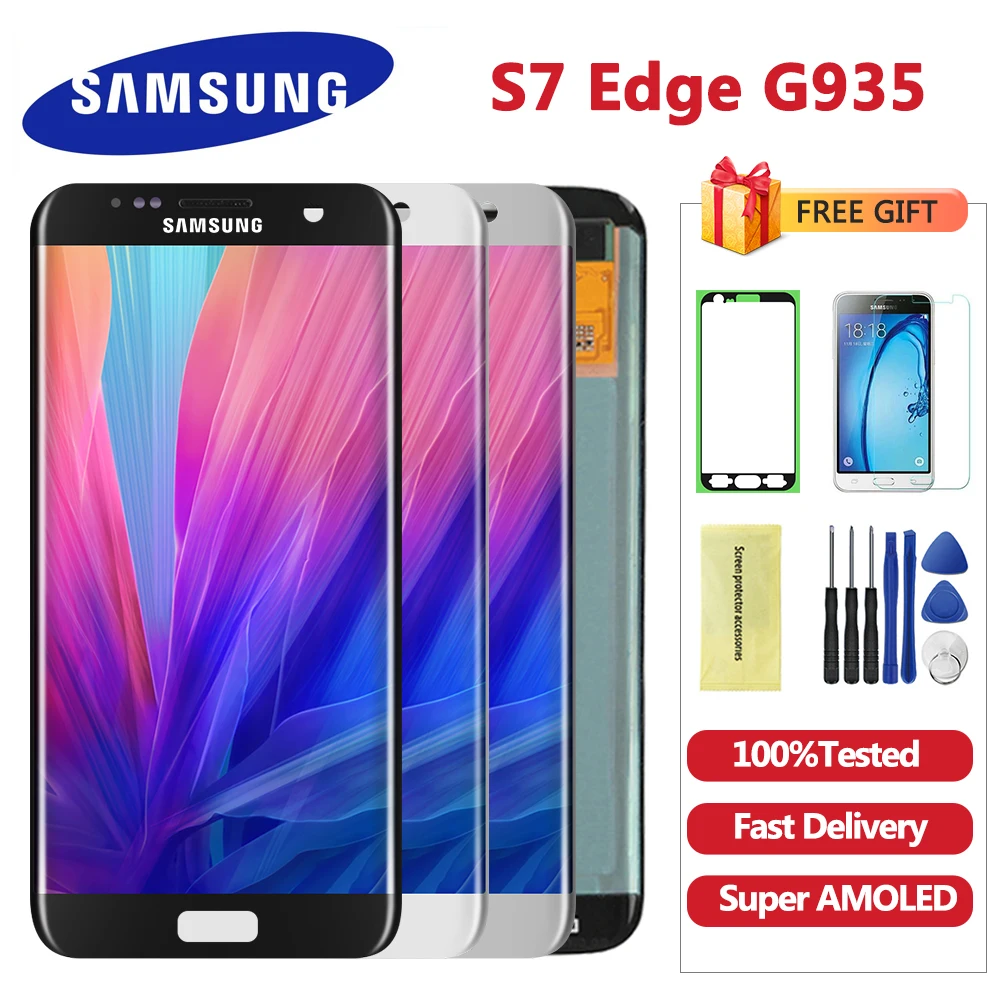 ЖК дисплей с рамкой дигитайзер сенсорного экрана в сборе для SAMSUNG GALAXY S7 EDGE G935 G935F 5