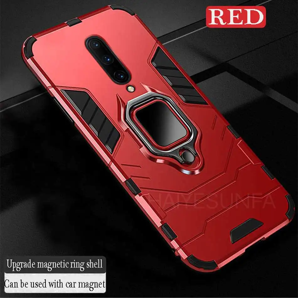 Red Роскошный бронированный Магнитный бампер чехол для Oneplus 7 Pro 7 противоударный чехол для OnePuls 6 6T силиконовый чехол кольцо для автомобиля - Цвет: Red