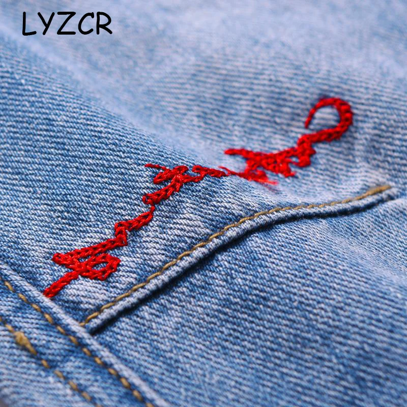 Джинсовые брюки с вышивкой женские шаровары бойфренда для женщин свободные