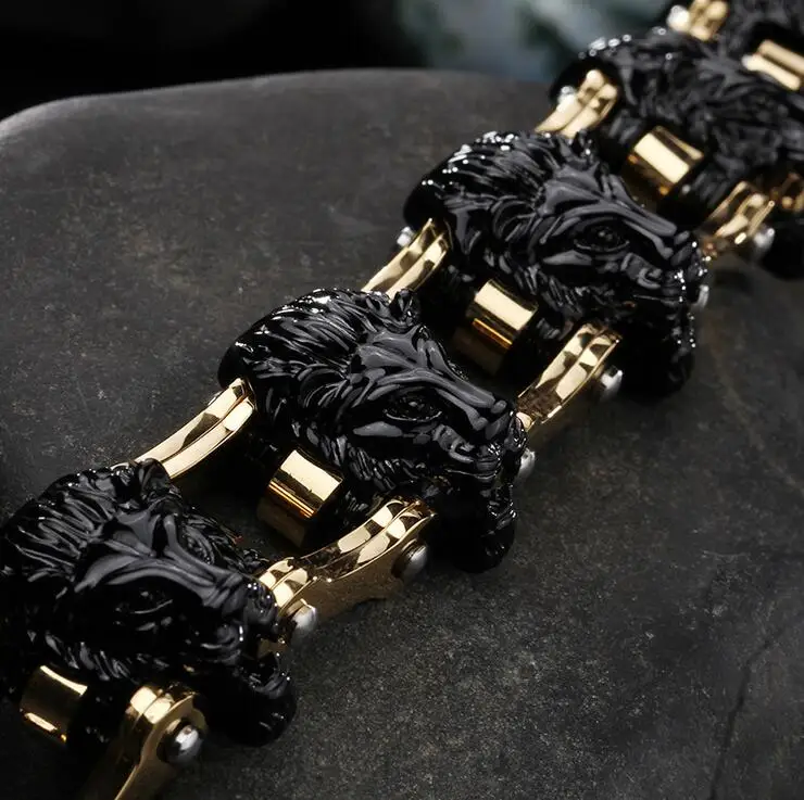 22 5 СМ Панк крутой мужской спортивный черный лев голова волка золотой велосипед