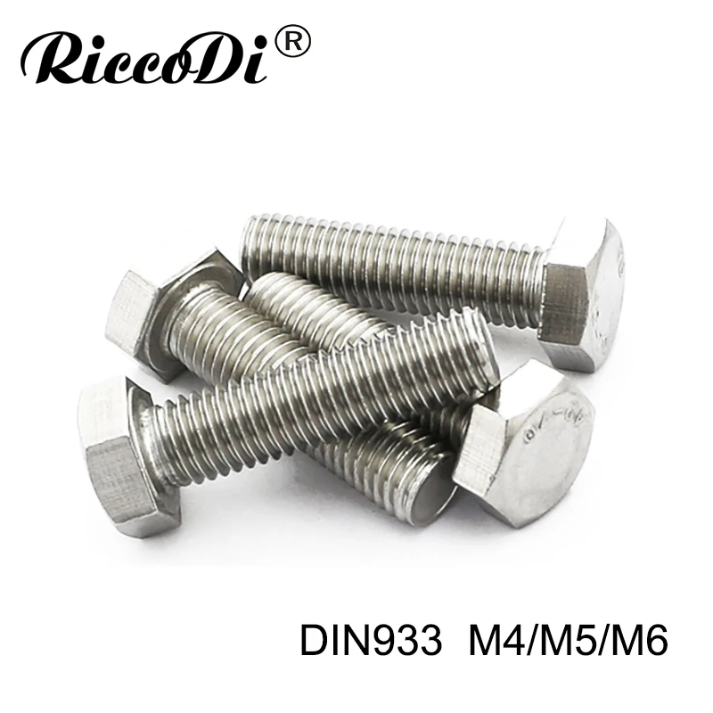 DIN933 M8/M10/M12 шестигранные винты из нержавеющей стали наружные болты с шестигранной