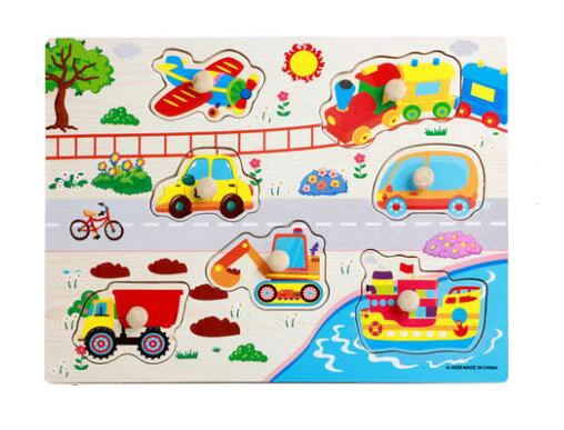 3028 Tree Traffic Детские игрушки Монтессори деревянная головоломка ручной захват доска обучающая деревянная игрушка мультфильм автомобиль морские животные головоломка детский подарок GYH - Цвет: 3028 Tree Traffic