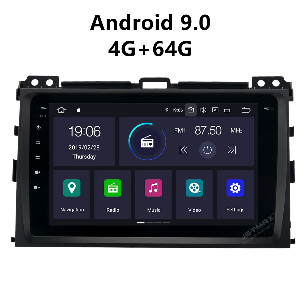 JSTMAX 8 ''Android 9.0 4G + 64G ISP экран автомобильное радио стерео плеер для Toyota Prado 9 0 120 2005