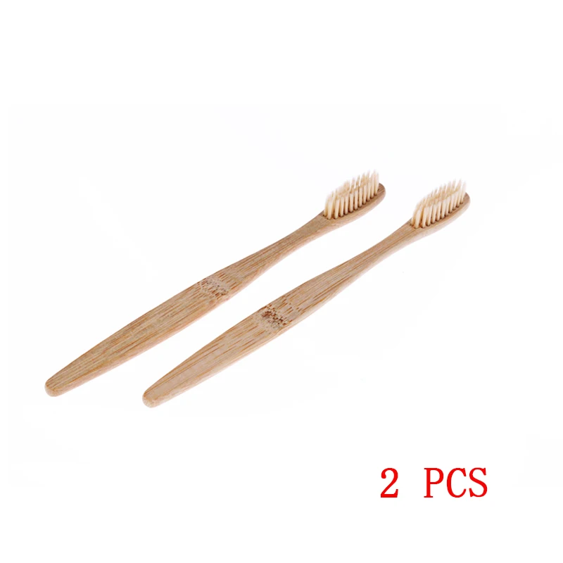 2 pcs Красочная бамбуковая зубная щетка для ухода за полостью рта бамбуковая ручка зубная щетка отбеливание Радуга - Цвет: 2 pcs