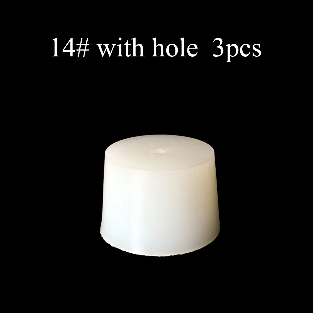 14 with hole 3pcs Домашние винные пробки для варки, Силиконовая пробка с отверстием для воздушного клапана, пузырьковый клапан, класс с силиконовой резиновой пробкой, пивоваренный инструмент acces - Цвет: 14 with hole 3pcs