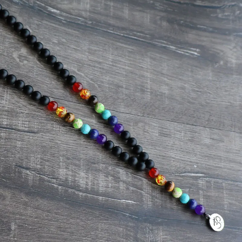Fashion Women Jewelry Long Necklace Ohm Nature Stone Pendant Meditation Bead Yoga 7 Chakra | Украшения и аксессуары