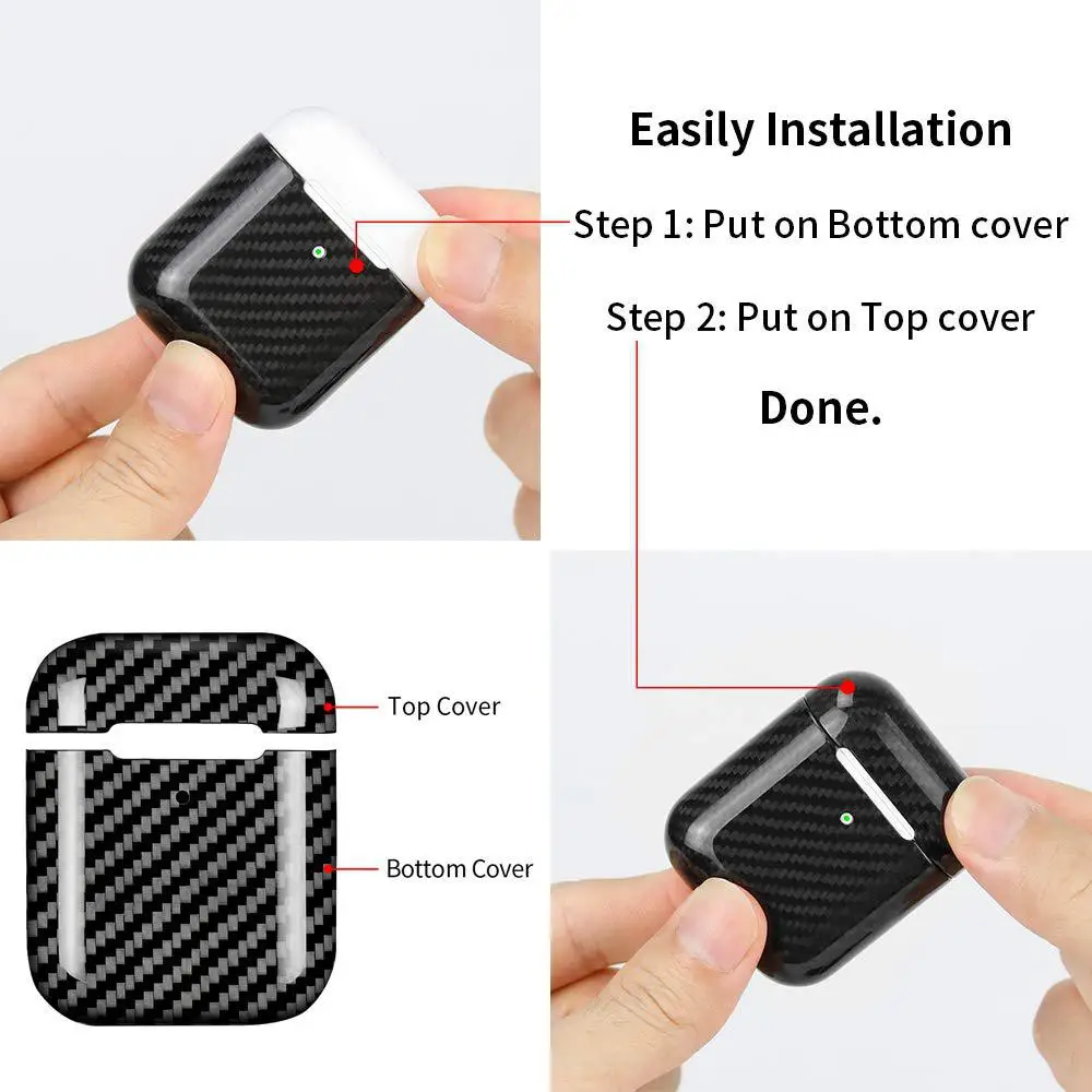 BEESCLOVER чехол для наушников из углеродного волокна Apple AirPods 1/2 беспроводной Полный