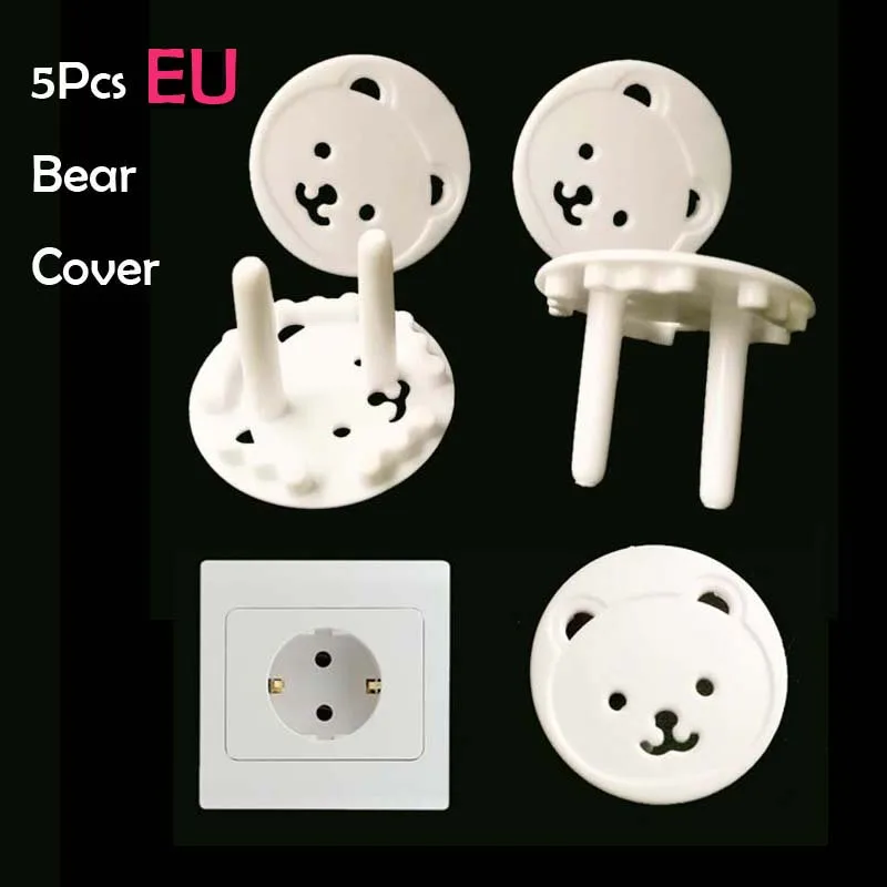 5Pcs Bear EU Cover 5/10 шт. Великобритании ЕС США защитные Заглушки для детей форма медведя из мультфильма для маленьких доказательство Электрическая защита от удара Кепки для безопасное вспомогательное устройство для защиты - Цвет: 5Pcs Bear EU Cover