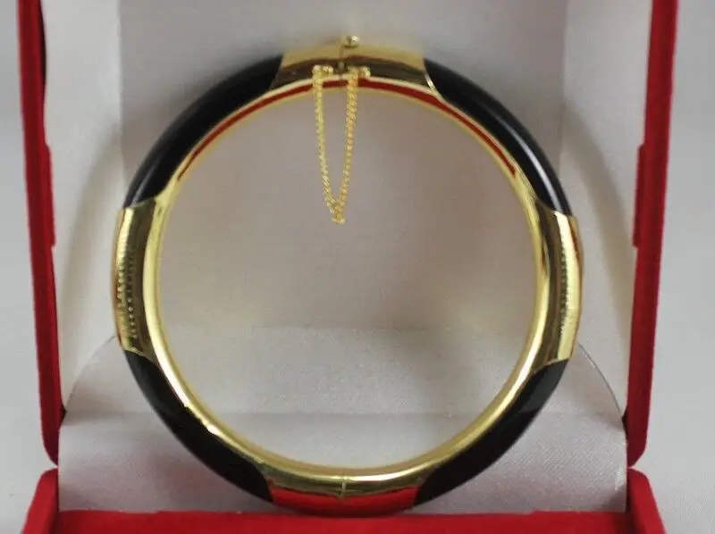 

Beautiful Black Natural stone Bangle Bracelet AAA style Fine jewe Noble 100% 5.26 -Bride jewelry free shipping