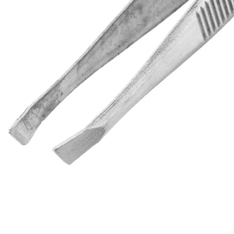 Tweezers for eyebrows depilatory tip carbon steel inclined 9 cm Color Silver | Инструменты