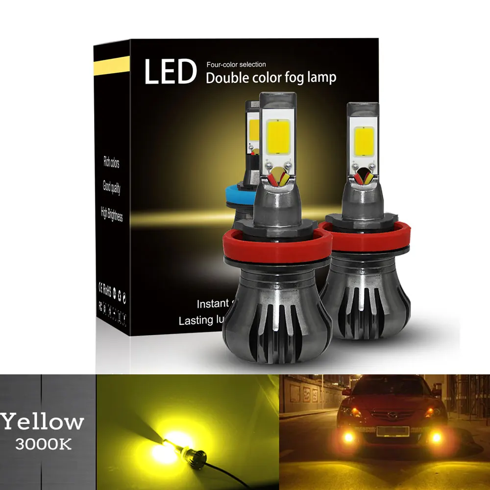 DARKEYE 2 шт H8 H11 светодиодные лампы H3 Led 880 H27 H9 Противотуманные фары 1200LM 6000 K 12 V Белый DRL дневного автомобиль лампы для автомобильных фар
