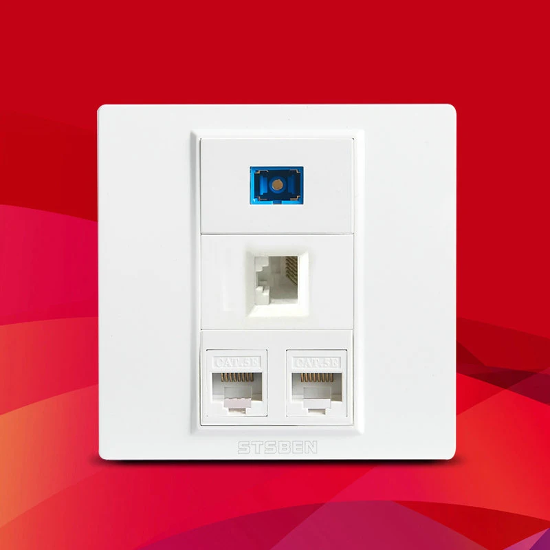 3 порта CAT6 RJ45 Ethernet Модуль и 1 порт волоконно оптического интерфейса SC розетка 86