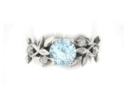light blue OMHXZJ Европейская мода женские и мужские вечерние подарок на свадьбу различные цвета Листья AAA Циркон 925 пробы Серебряное кольцо RR36 - Цвет камня: light blue