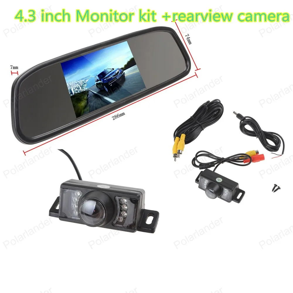 

CCD Waterproof Parking Monitors System LED Night Vision 170 Car Rear View Camera With 4.3 inch Car Rearview Mirror Monitor