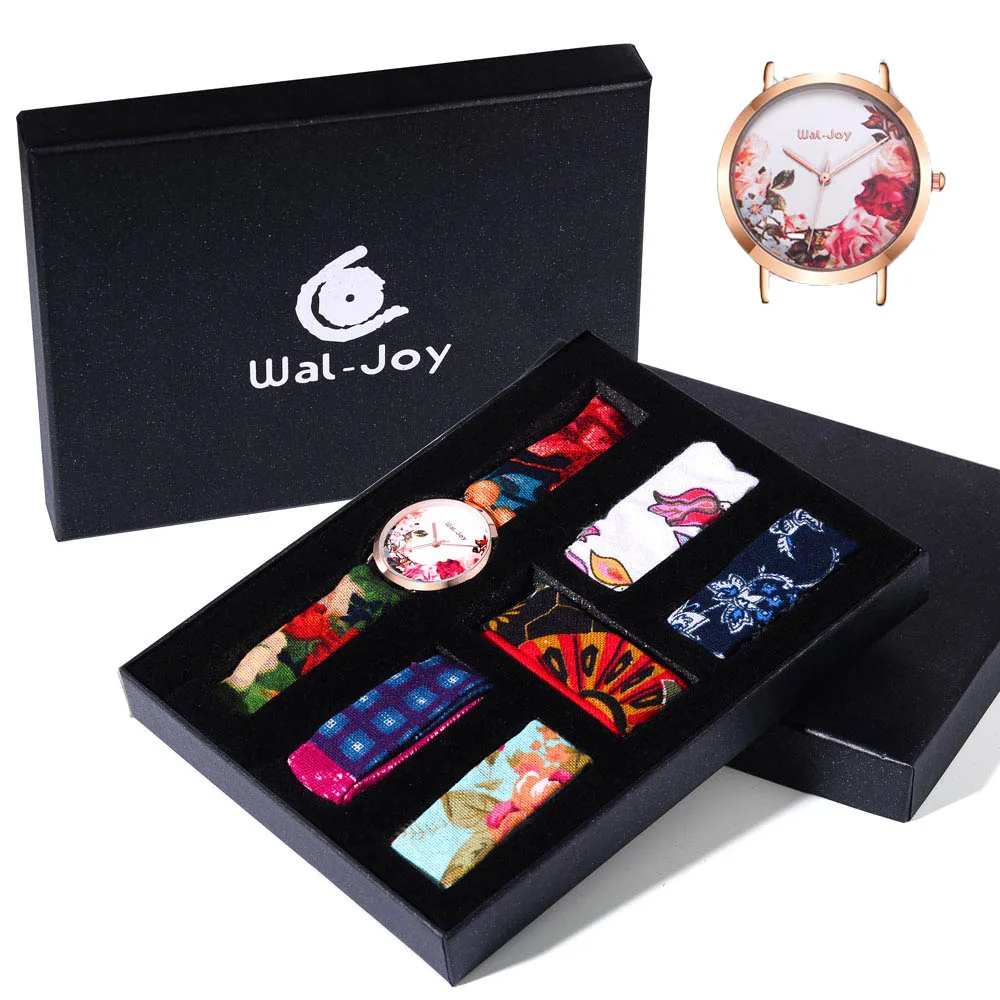 Watch Set 9020 Бренд Wal-Joy, очаровательные женские часы из ткани с цветочным принтом, повседневный тканевый ремешок, бандажный бант, женские водонепроницаемые часы DIY, набор, подарок - Цвет: Watch Set 9020