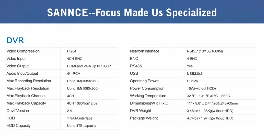 SANNCE 1" ЖК монитор 4CH DVR 720P CCTV система безопасности 2 шт 1.0MP 1200TVL уличная инфракрасная камера видеонаблюдения Комплекты видеонаблюдения