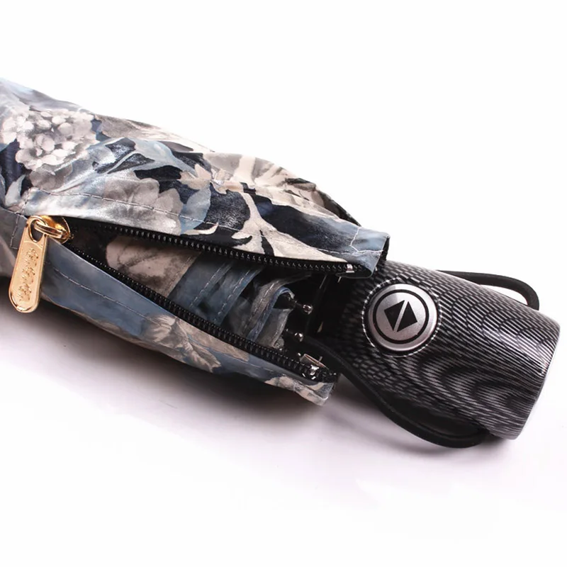 

High Quality Fully-automatic Umbrella Men Rain Woman Anti-UV Rain Sunshine Windproof Umbrella 3 Folding Business Gift Umbrella