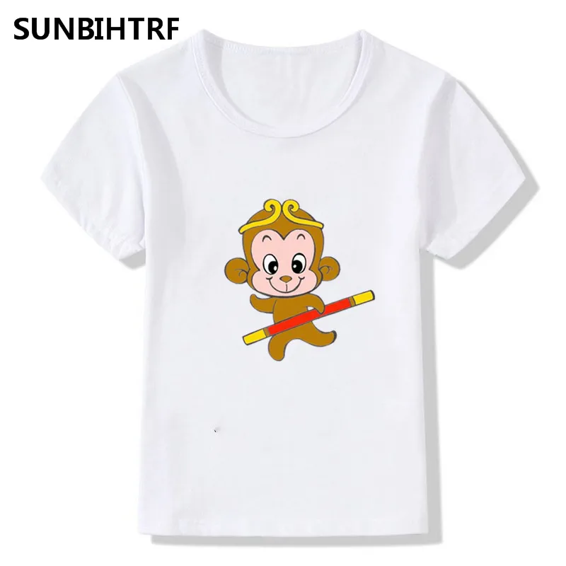 Детские Забавные футболки в китайском стиле с изображением милой обезьяны