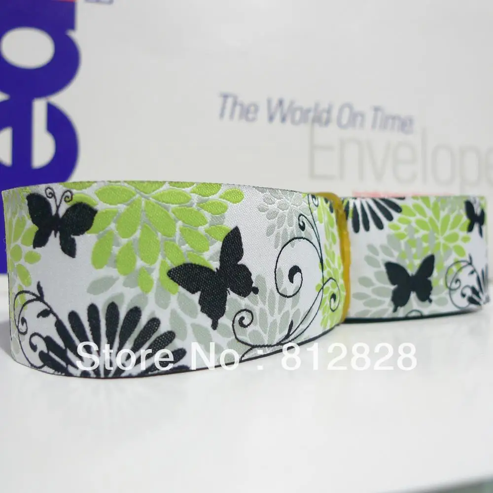 Жаккардовая лента с бабочкой 1 1/2 дюйма 38 мм|ribbon wide|flower ribbonribbon 38mm |