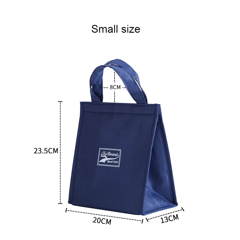 blue small size Стильная портативная Термосумка для обедов, сумка для пикника, ледяные банки, держатель для вина, изолированная сумка для шоппинга, термос для еды, напитков, крутая сумка - Цвет: blue small size
