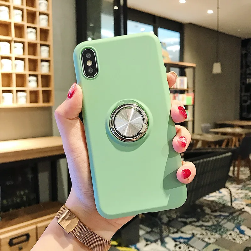 Для iPhone 7 8 6 6s Чехол жидкий силиконовый автомобильный чехол для телефона с кольцом