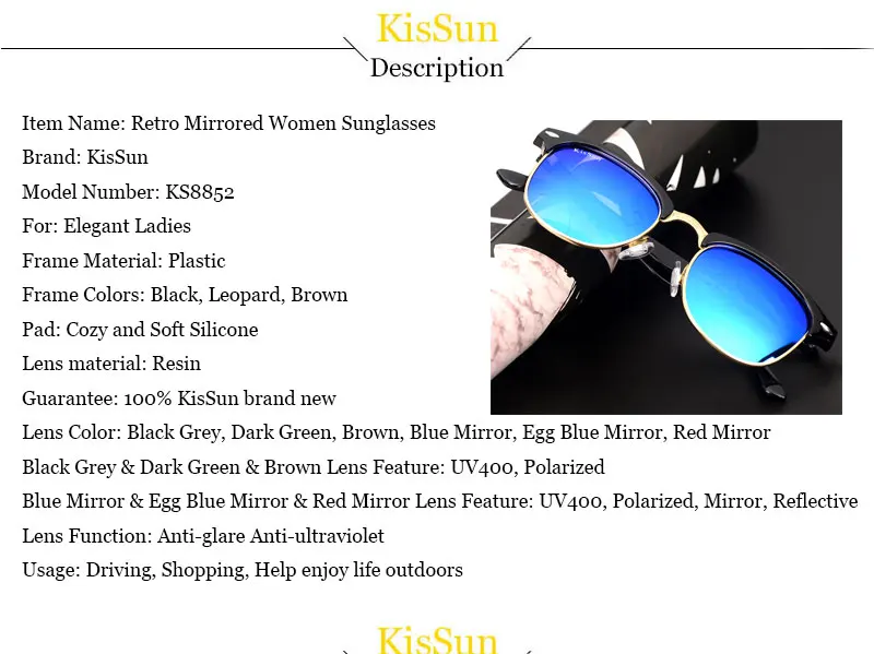 UV400 зеркальные красный луч защиты Sunglass Для женщин зеркало поляризованные очки полу-оправы солнцезащитных очков для Для женщин очки коричневый бренд
