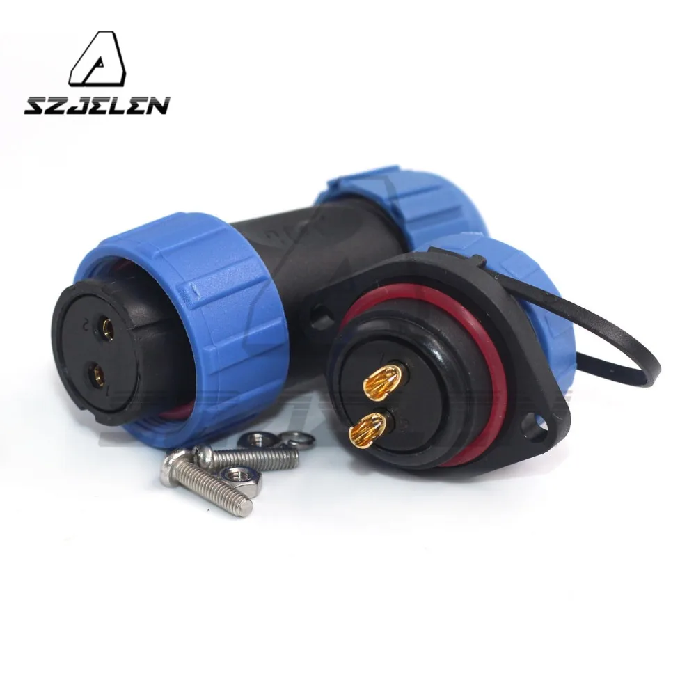 SP21 2pinWaterproof Panel Mount Циркулярный авиационный Кабельный соединитель IP67 30A |
