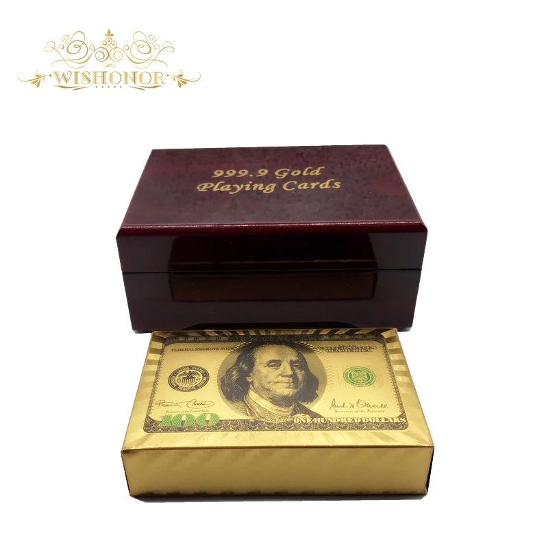 2017 рекламная продукция золотые игральные карты цветные долларовые стильные