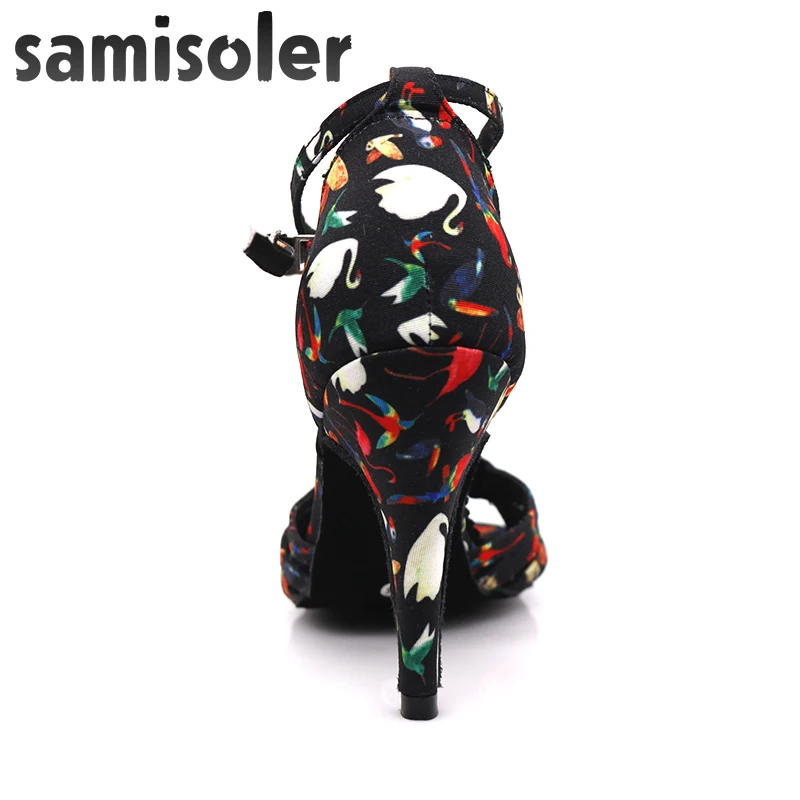 Woman Girls Simple Style2019New Modern Floral Satin Salsa Dance Shoes  Latin Dance Shoes Soft Bottom Ballroom Dance Sh