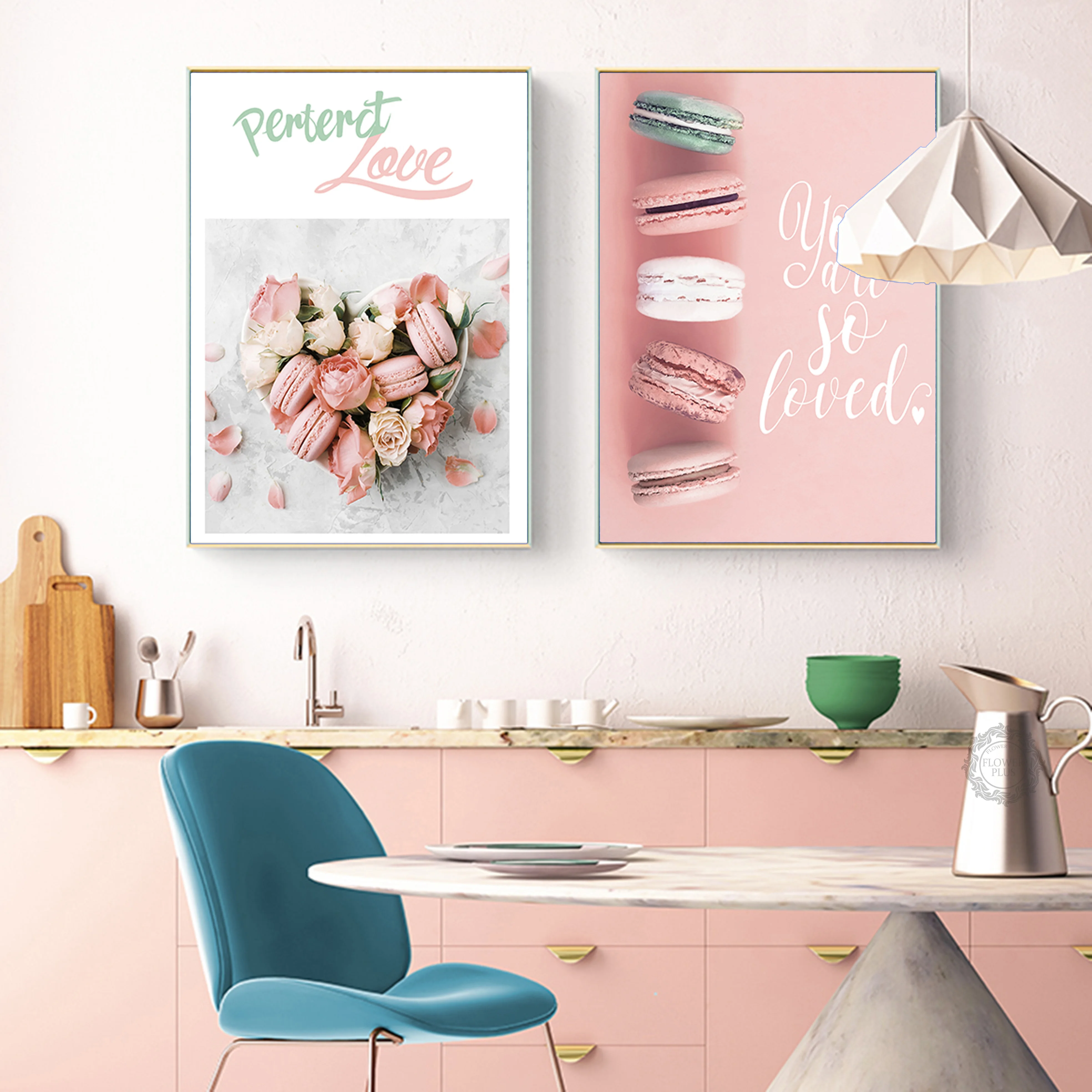 Скандинавский постер с принтом розовых макаронов цветов десертов настенные