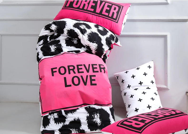 Розовый Леопард 4 шт постельные принадлежности наборы для молодежи пододеяльник