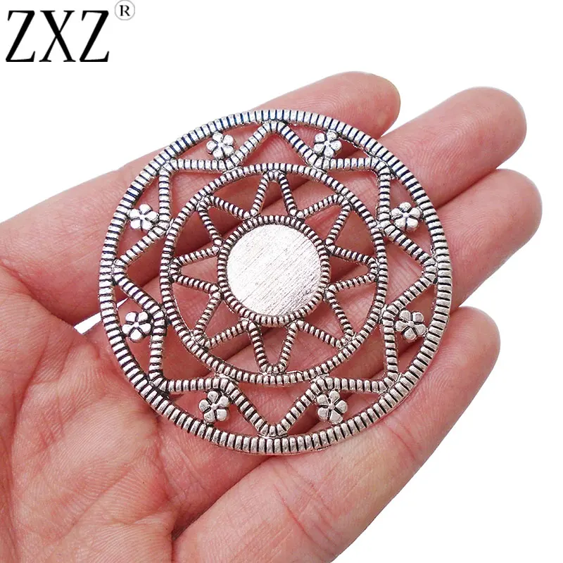 ZXZ 5 шт Boho большой круглый цветочный стиль Подвески Пустые 14 мм камео Кабошон